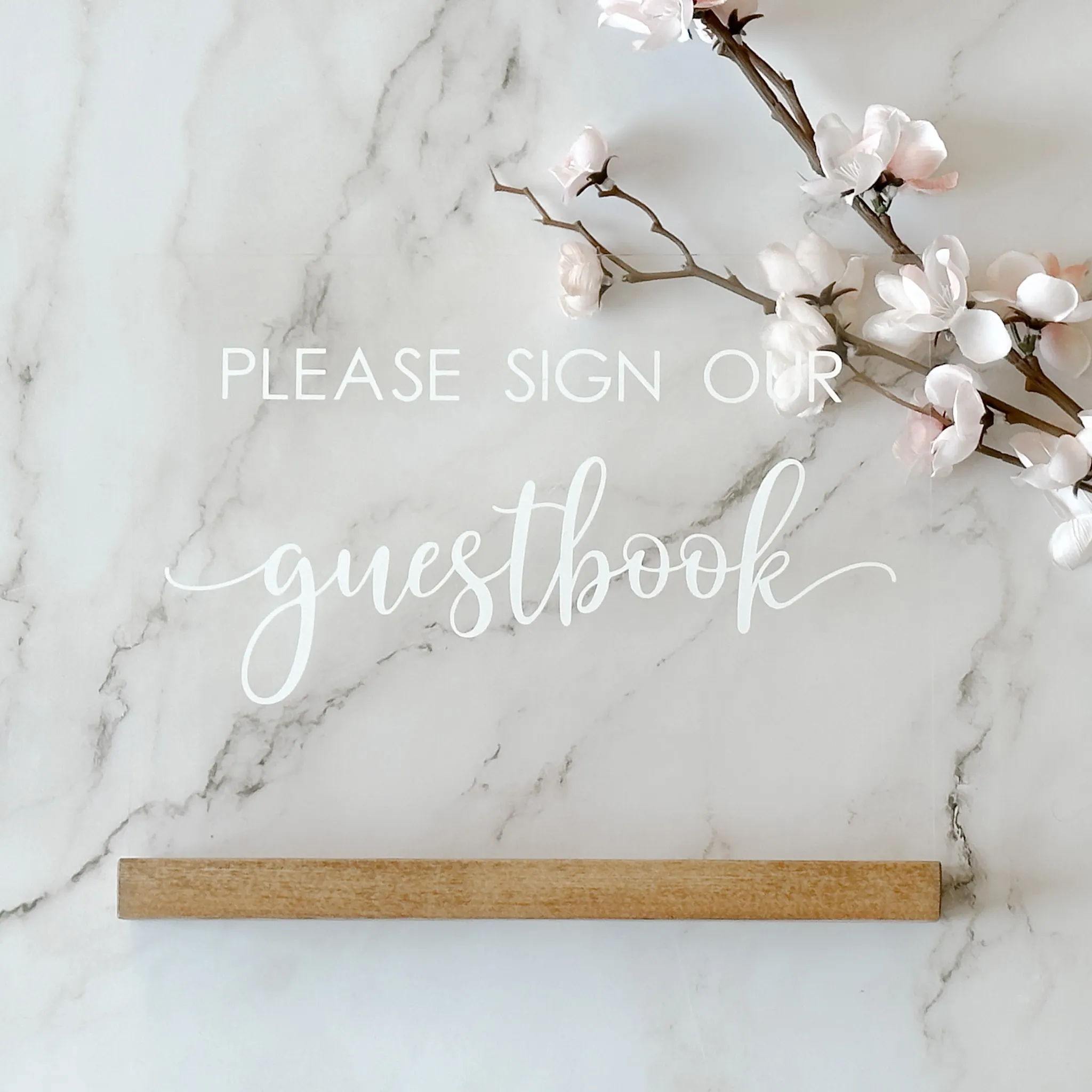 Guestbook Acrylic Sign (Aspen) - Clear/White