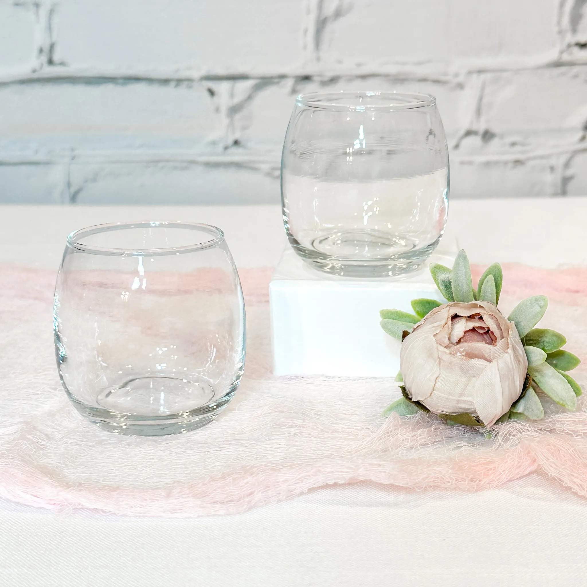 Glass Barrel Votives - Set of 12