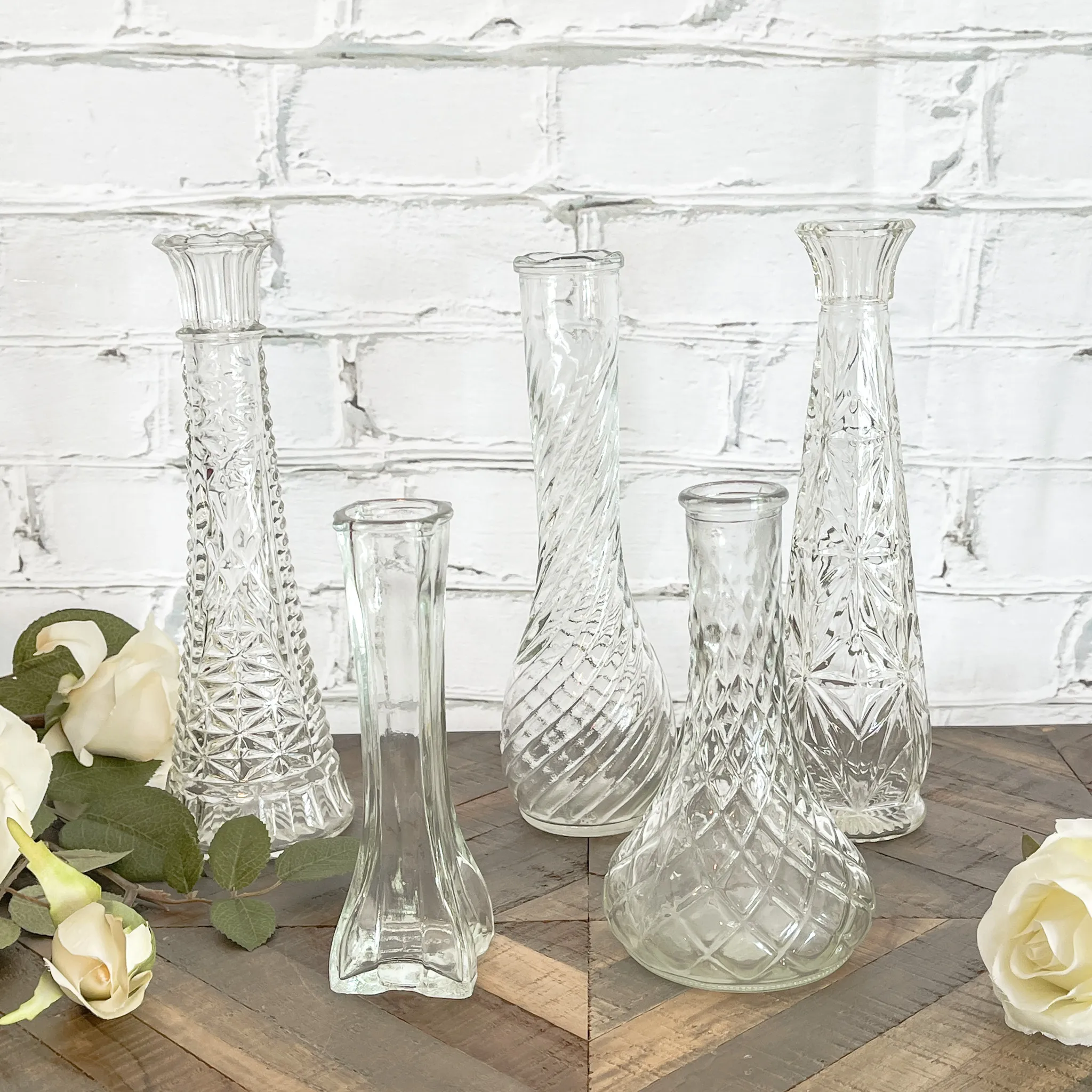 Clear Glass Bud Vases - Assorted