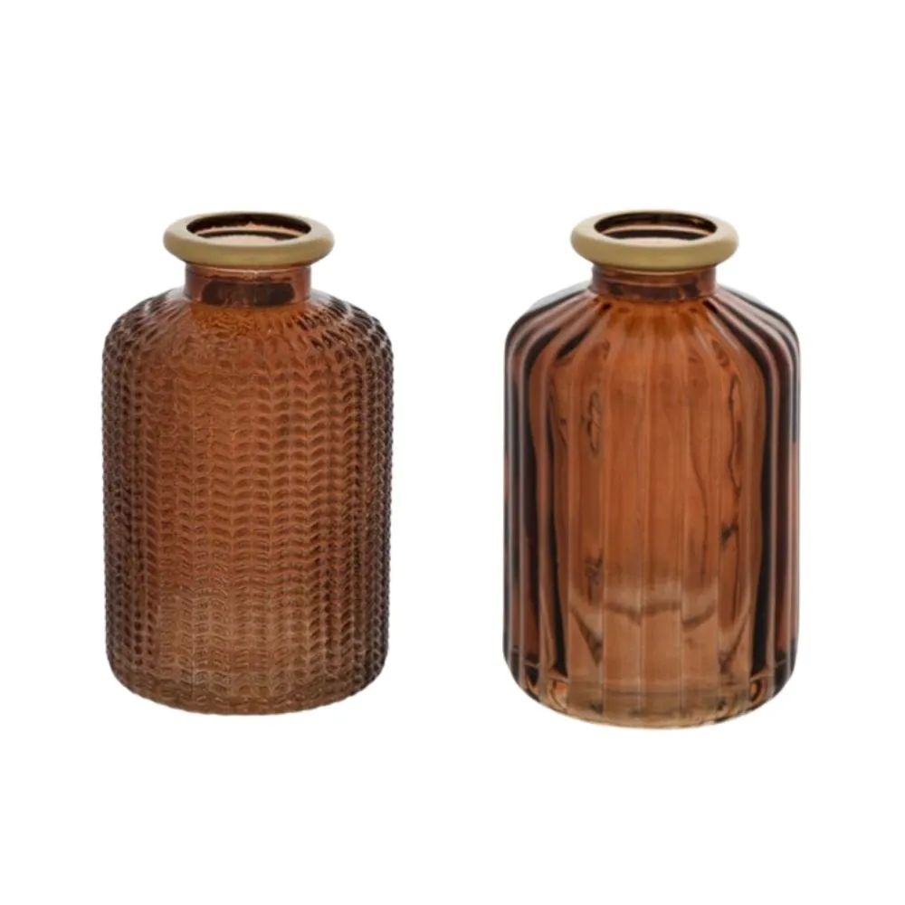 Assorted Amber Vases - Gold Rim