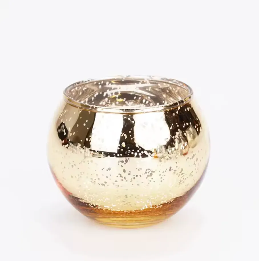 Mercury Votive Round Gold - Set of 12