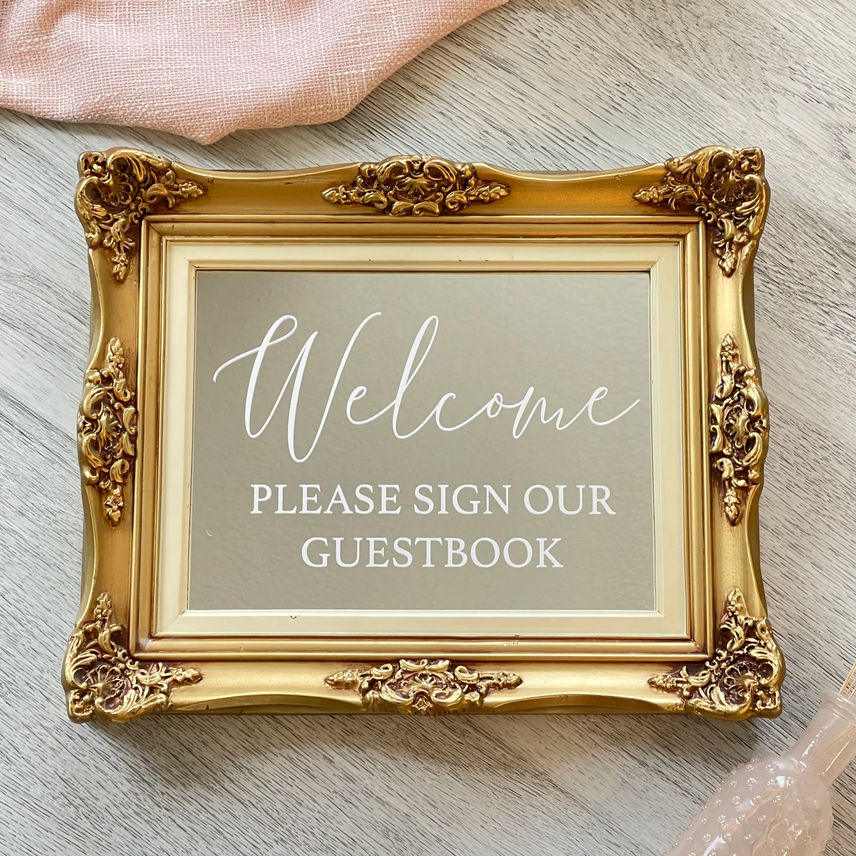 Welcome Please Sign... - Gold Mirror Sign