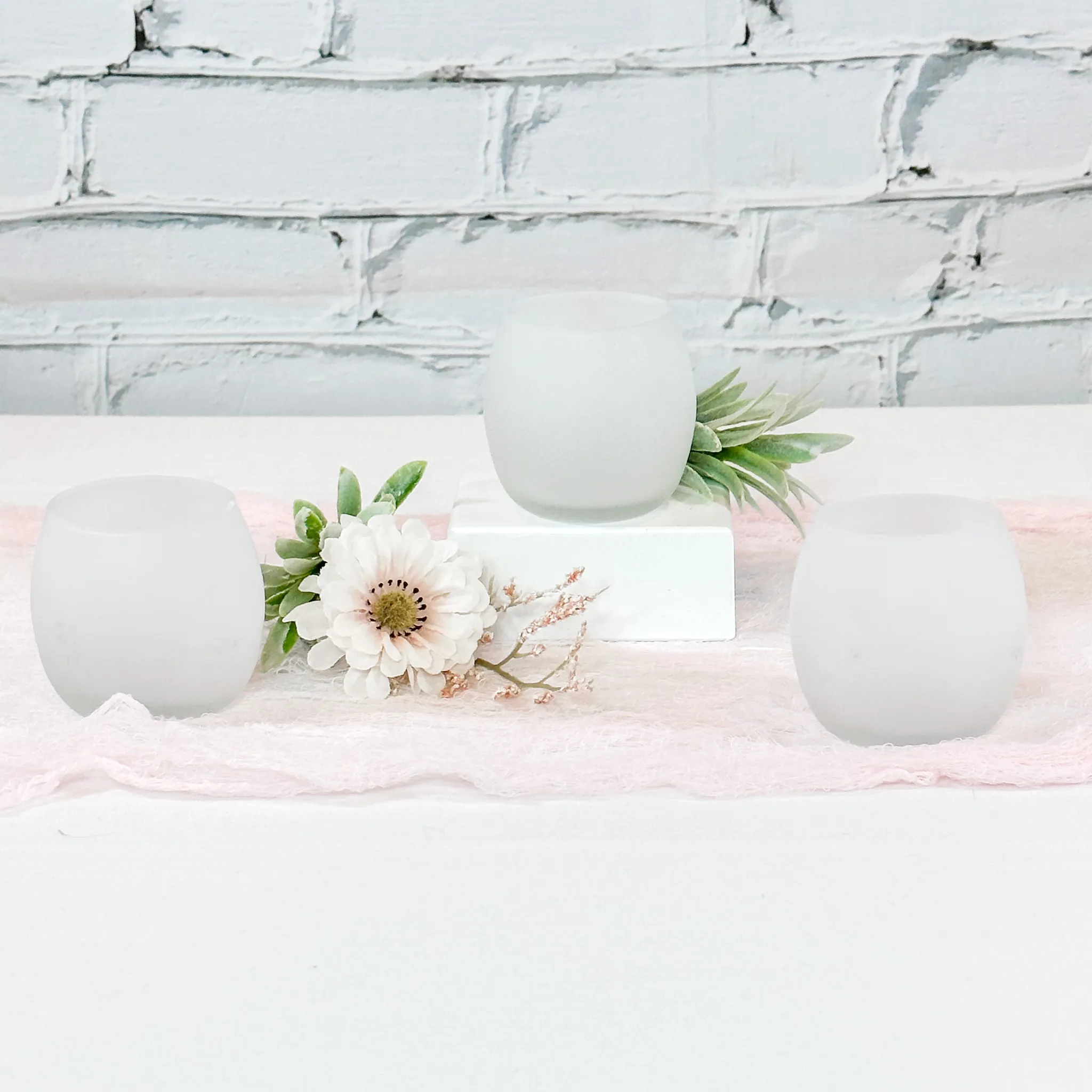 Frosted Barrel Votives -Set of 12