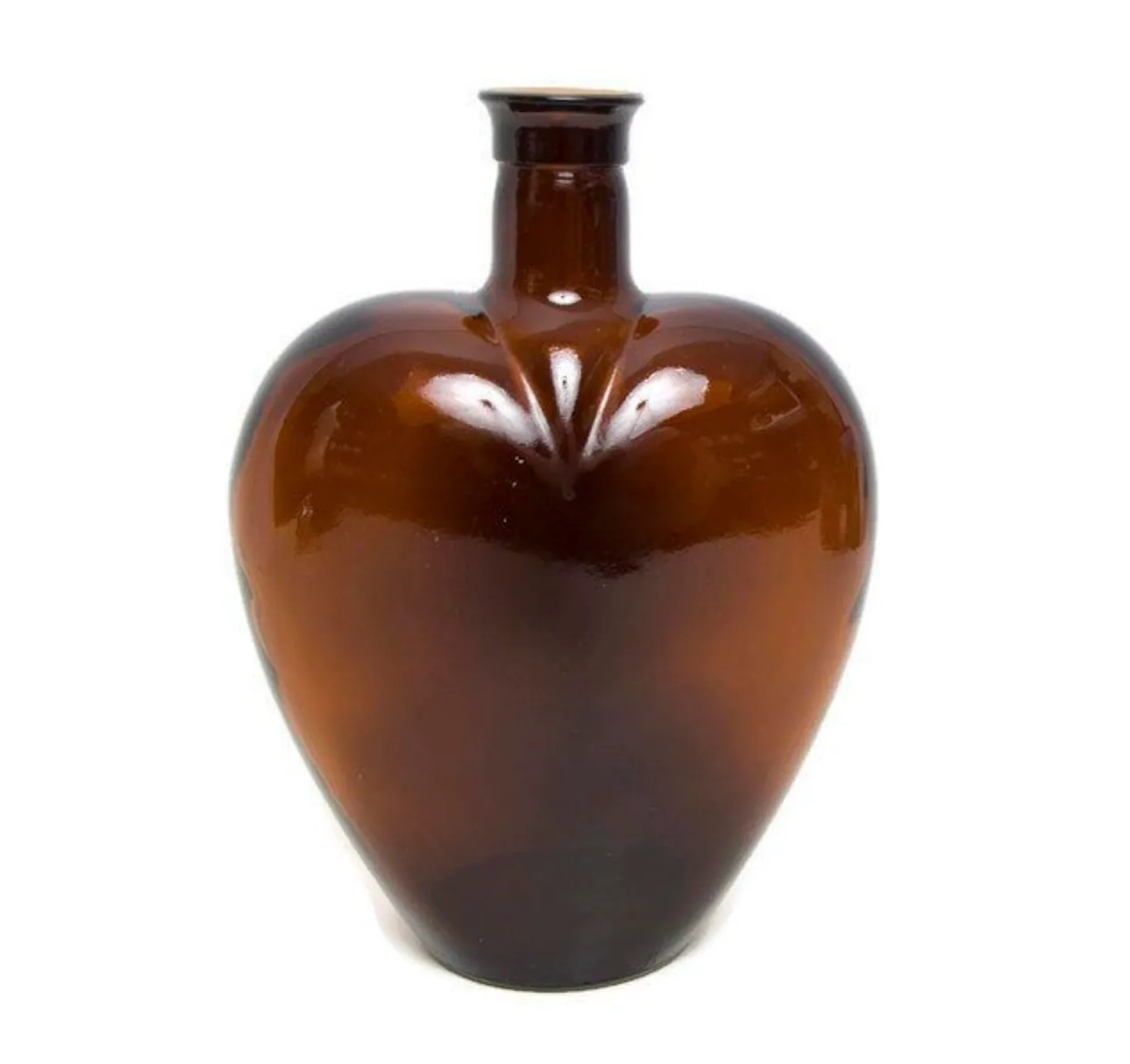 Vintage Heart Bottle - Amber Glass Vase