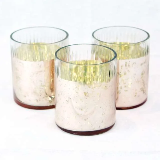 Mercury Votive Large Blush and Gold - Set of 3 (3.5")