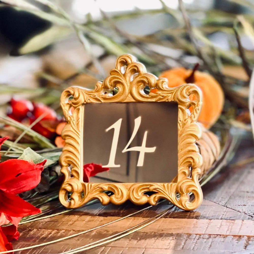 Gold Frame Mirror Table Numbers