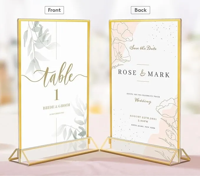 Acrylic Sign Holder with Gold Rim - 5"x7"
