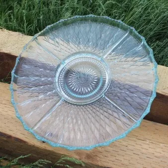 5 section Blue Crystal Vintage Platter by Jeannette