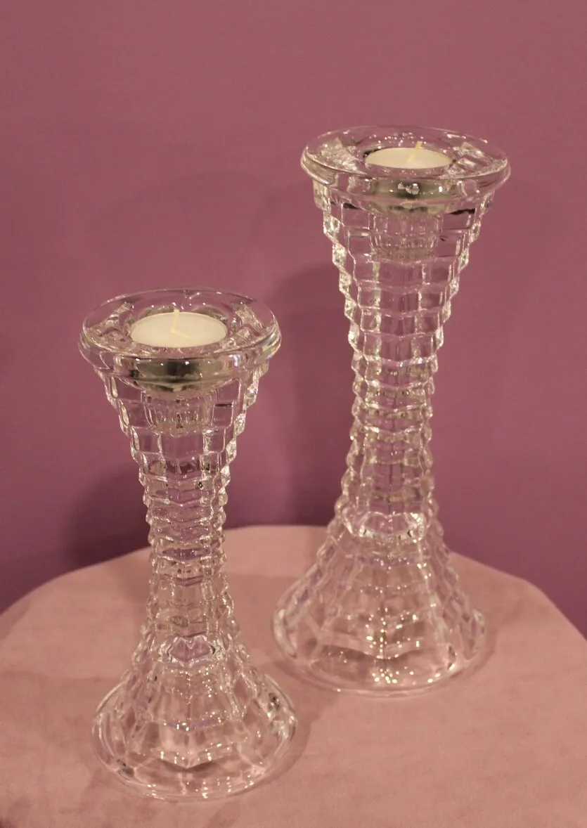 Crystal Candlestick Holders - Tiered Pair