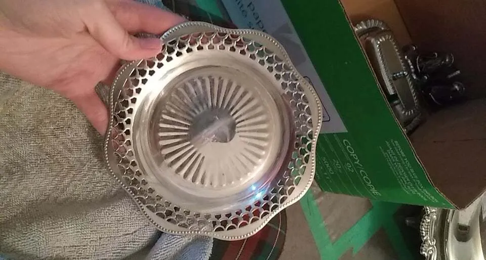 Polished silver plate with cutouts - small