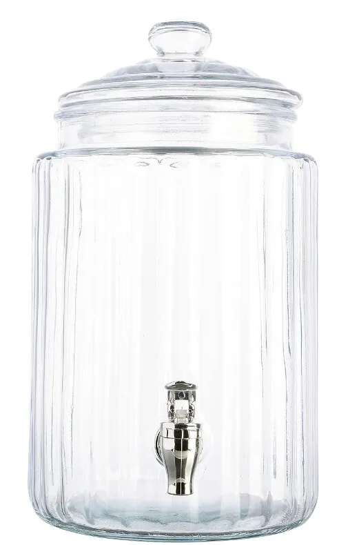 1.5Gallon, 5.67L ribbed glass beverage dispenser