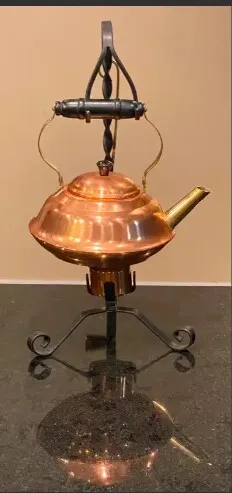 Coppercraft Teapot on Iron Stand - Vintage