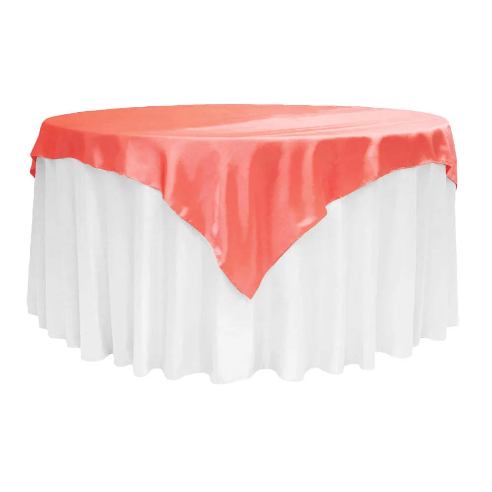 Square 72" Satin Table Overlay - Burnt Orange