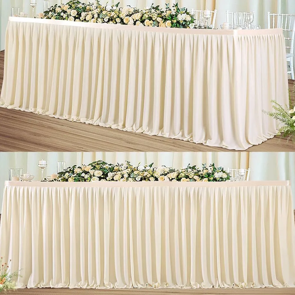	 14FT Rose Gold | Blush Pleated Polyester Table Skirt