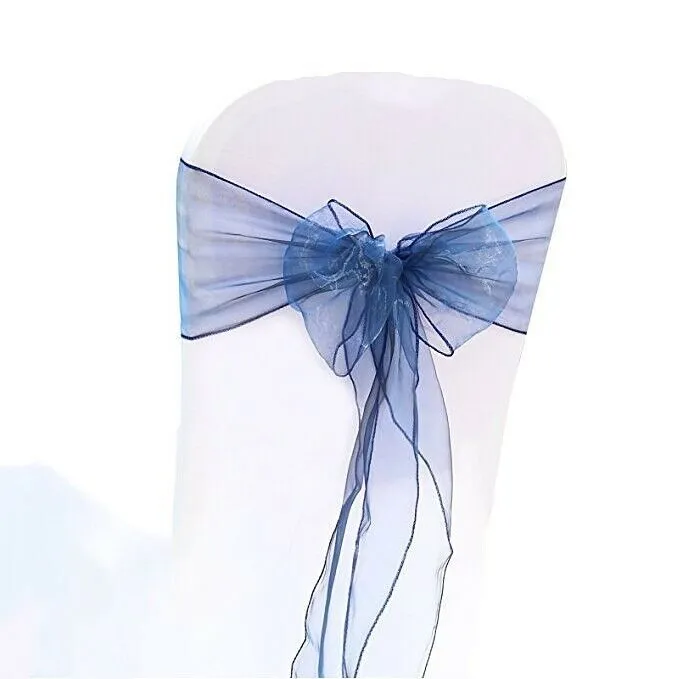 Organza Chair Sash - navy blue