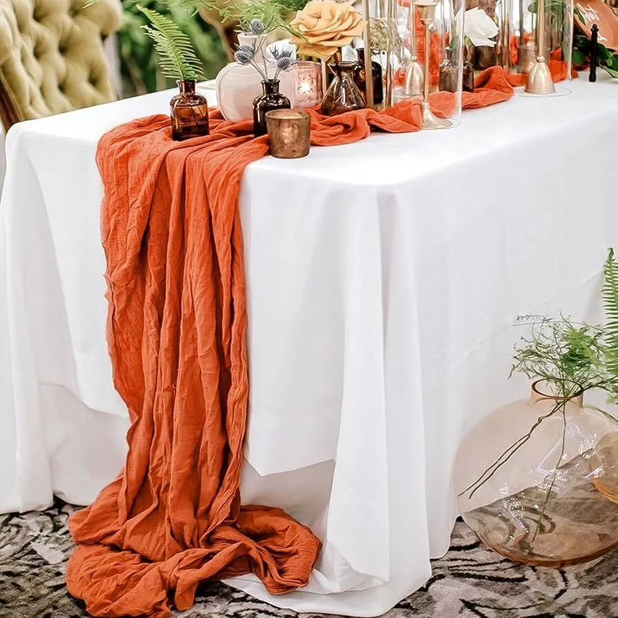 cheese cloth runner burnt orange