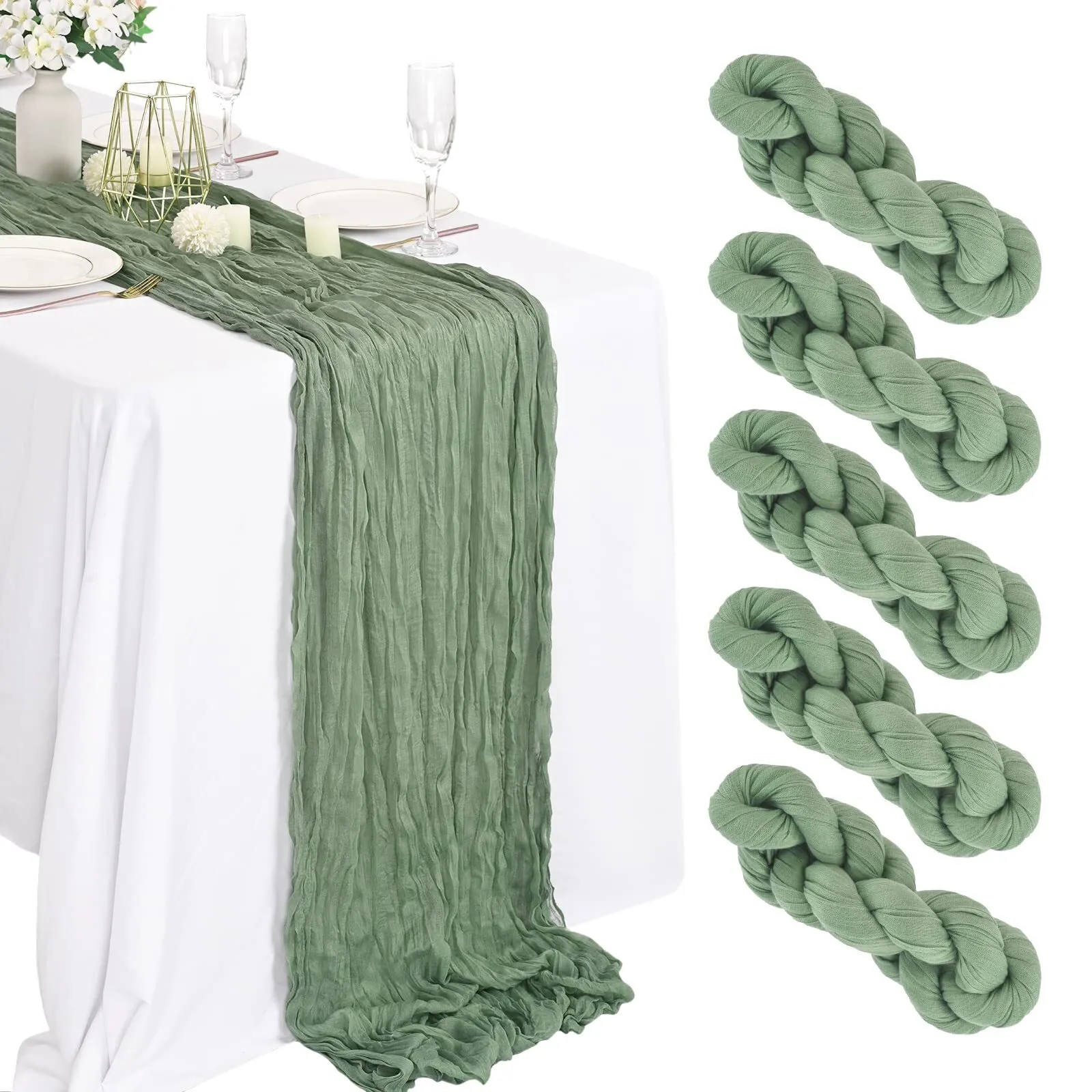 cheese cloth runner sage
