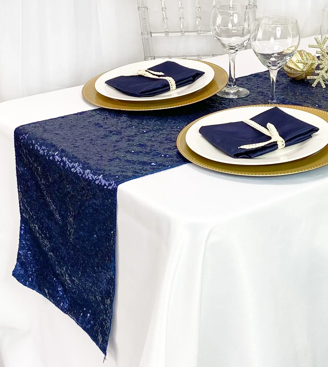 Sequin Table Runners  Blue