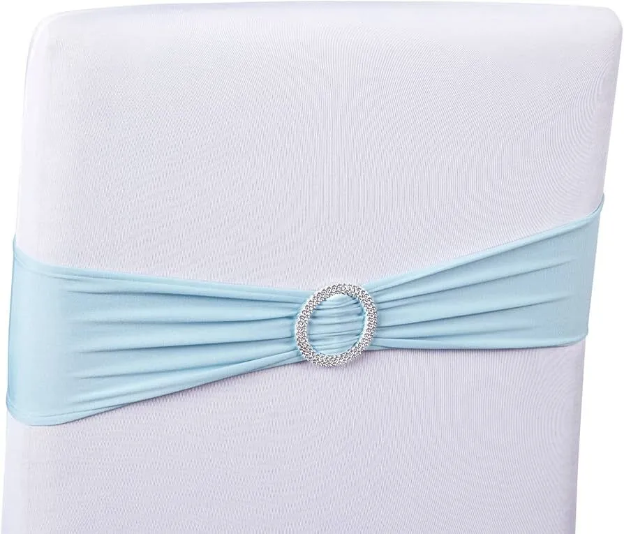 20pcs baby blue Spandex Chair Sashes with buckle