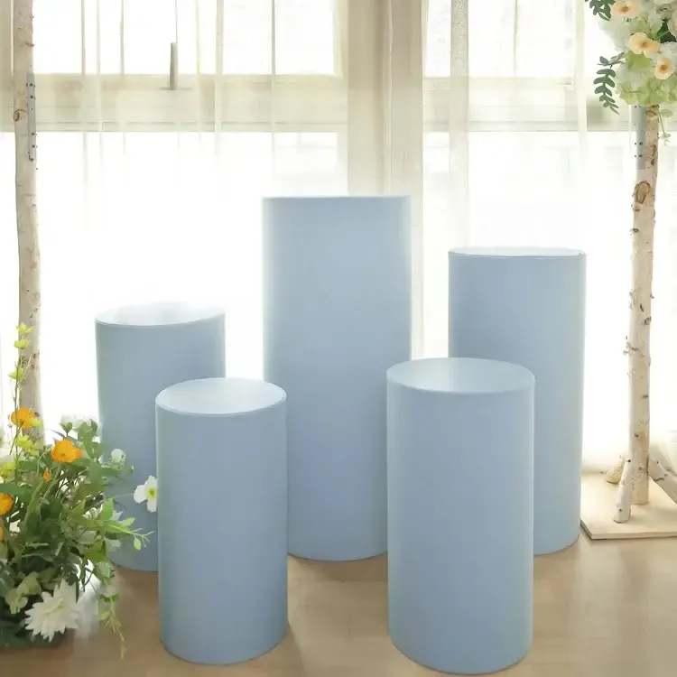 5 Light Blue spandex cylinder pillar prop