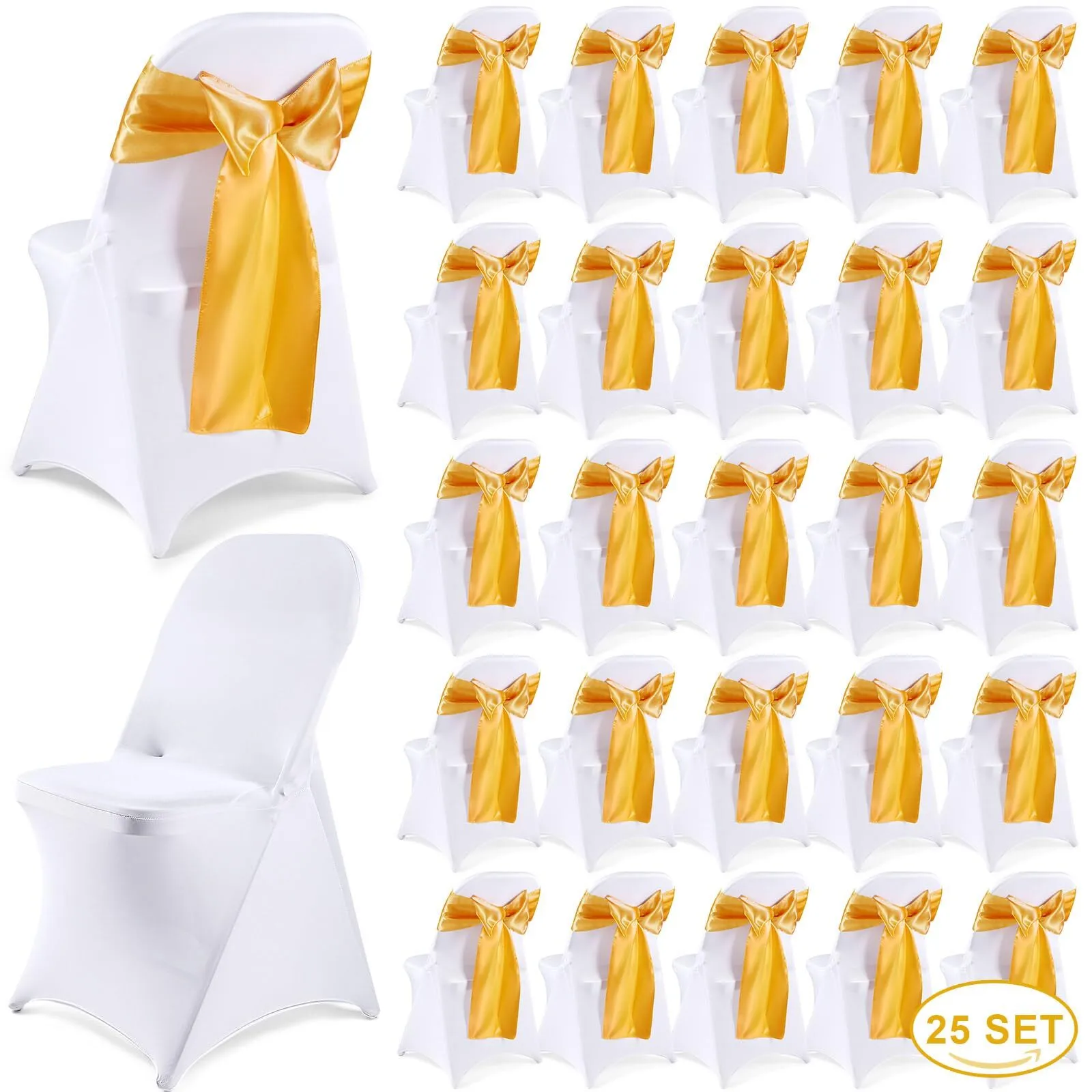 	 Gold Spandex Stretch Folding Chair Cover