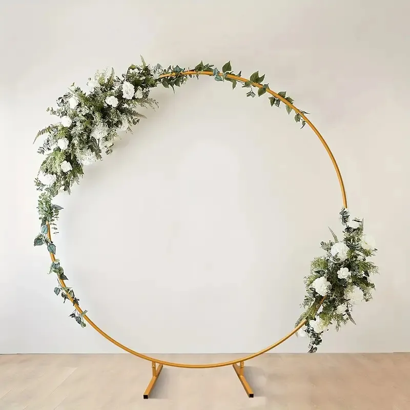 8Ft Golden Metal Round Balloon Arch Stand