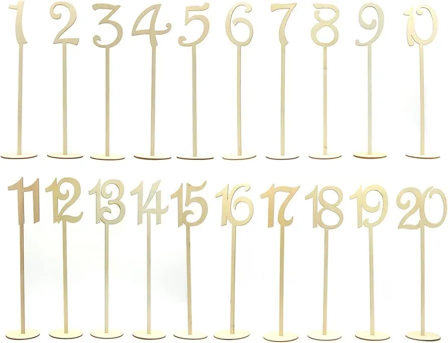  Wooden Table numbers with Stand Base 