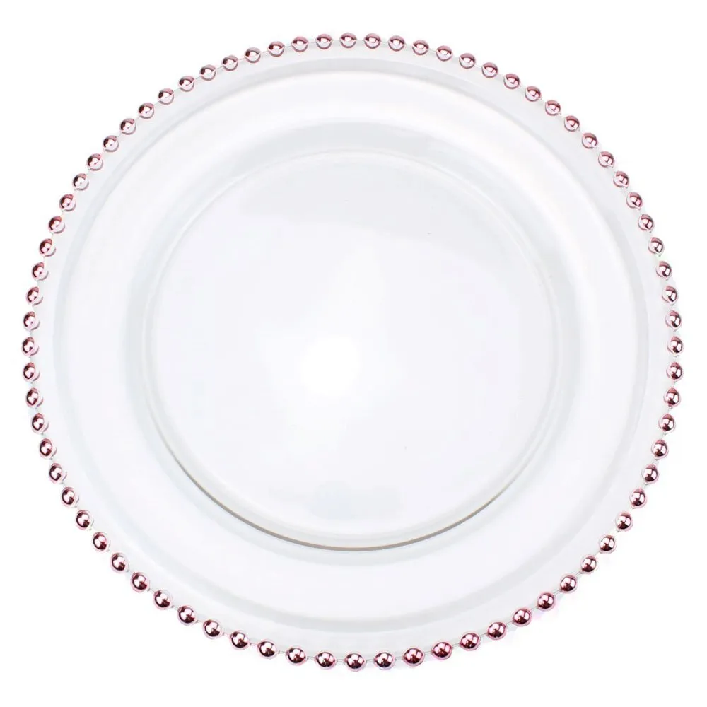 Pink beaded charger plates
