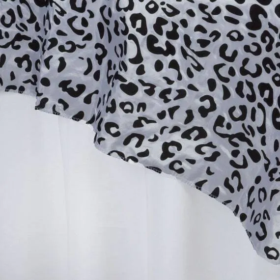 Black/White Taffeta Leopard Print Table Overlay