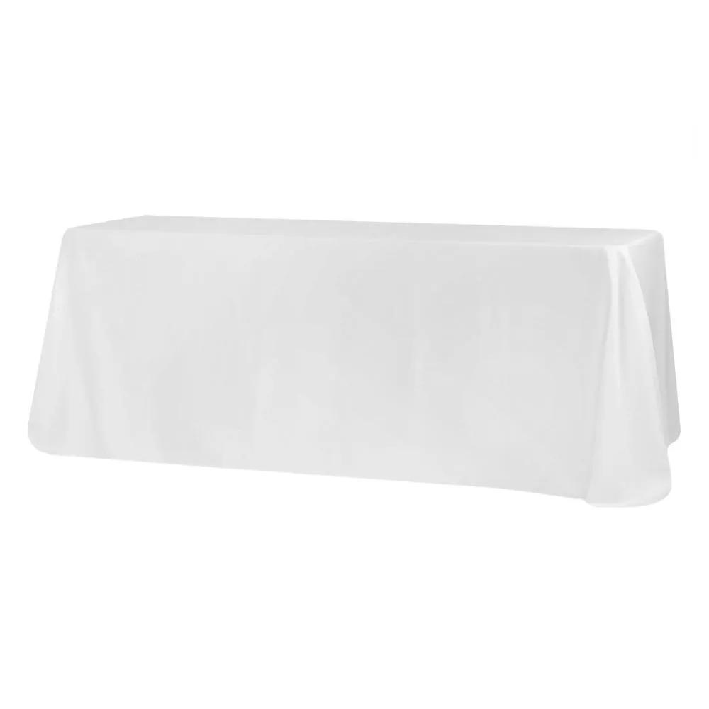  90x132" White Polyester Rectangular Tablecloth
