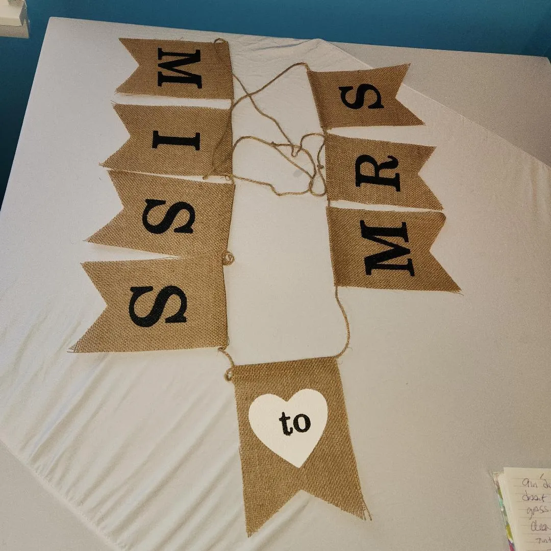 Miss To Mrs Burlap Banner Bridal Shower  Lot 2 