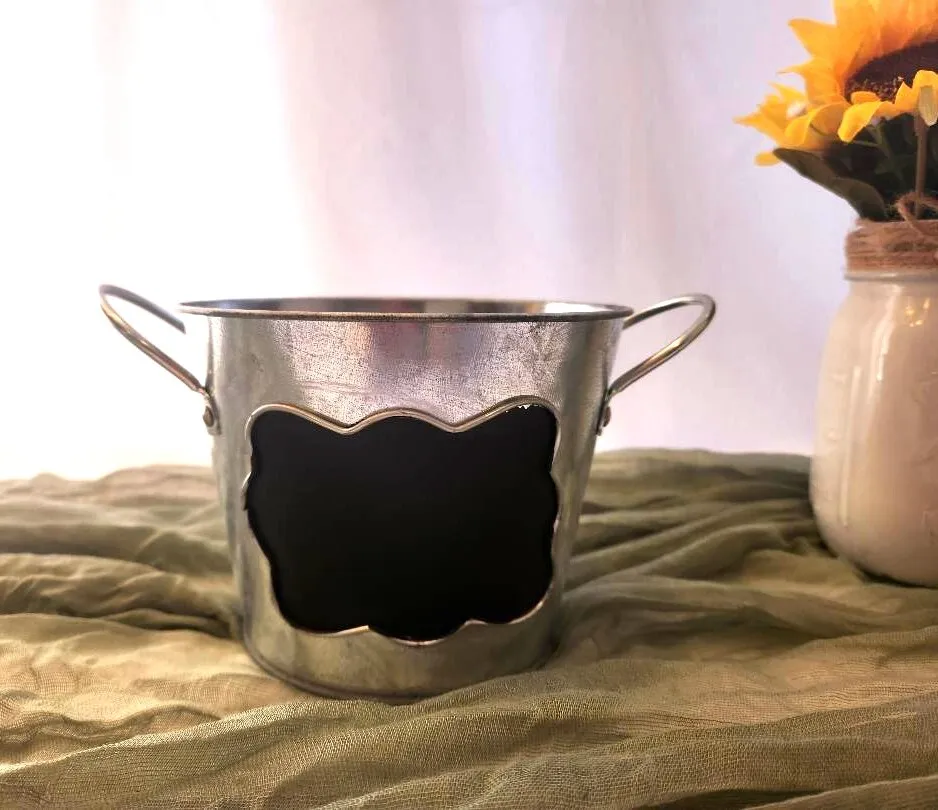 Galvanized Pail with Chalkboard Front