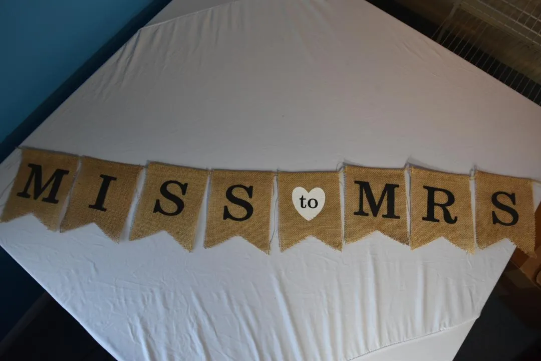 Miss to Mrs Burlap Banner Bridal Shower Decoration Lot 1