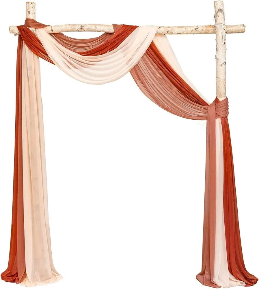 3 Pieces Terracotta  Peach Coral Drape Wedding Arch 
