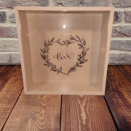 Card Box White Wood Love 