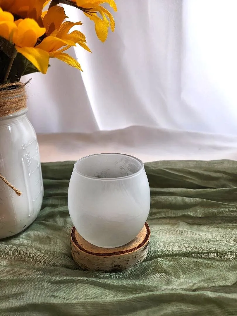 Frosted Glass Votives Round  (QTY 46)