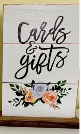 Cards & Gifts Wooden Floral Sign