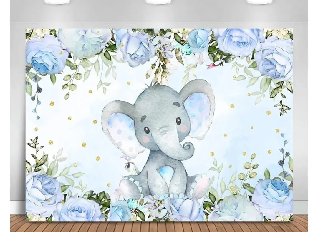 Blue Elephant Baby Shower or Birthday Party Decoration Pkg
