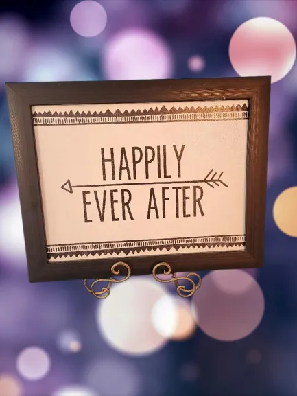 Happily Ever After Black Sign With Arrow