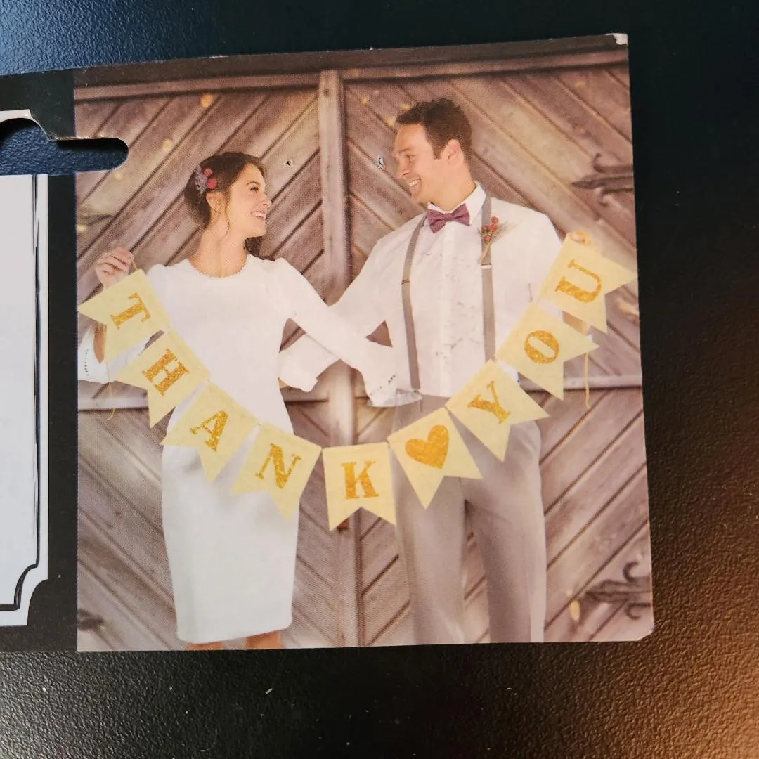 Thank You Banner Gold Fabric & Cording Special Occasions Party Decor