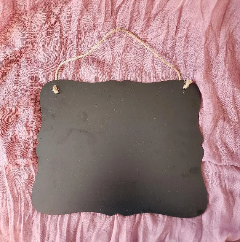 Chalkboard Double Sides Scroll Sides Hangs 10in wide