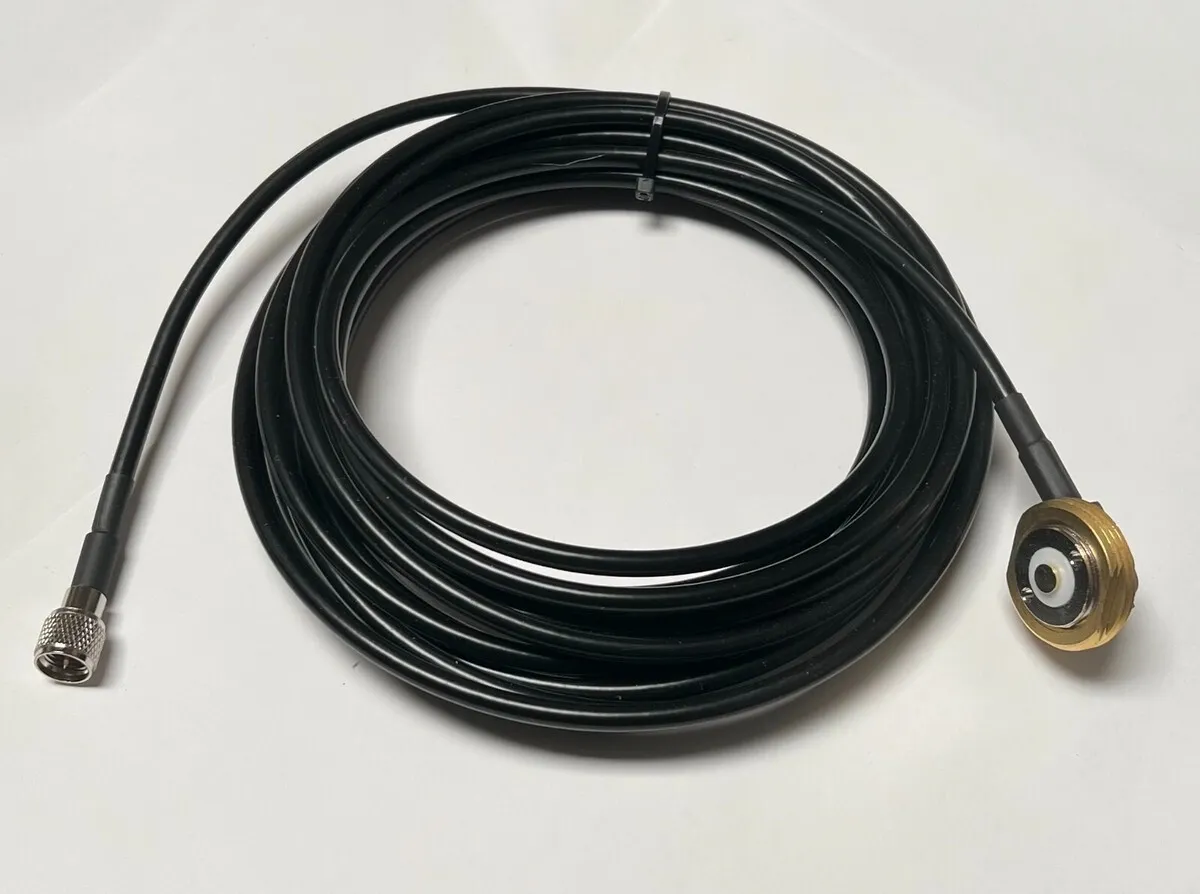17' coax RG58AU W/FME Nipple Connector (Requires PL259 adapter shown)