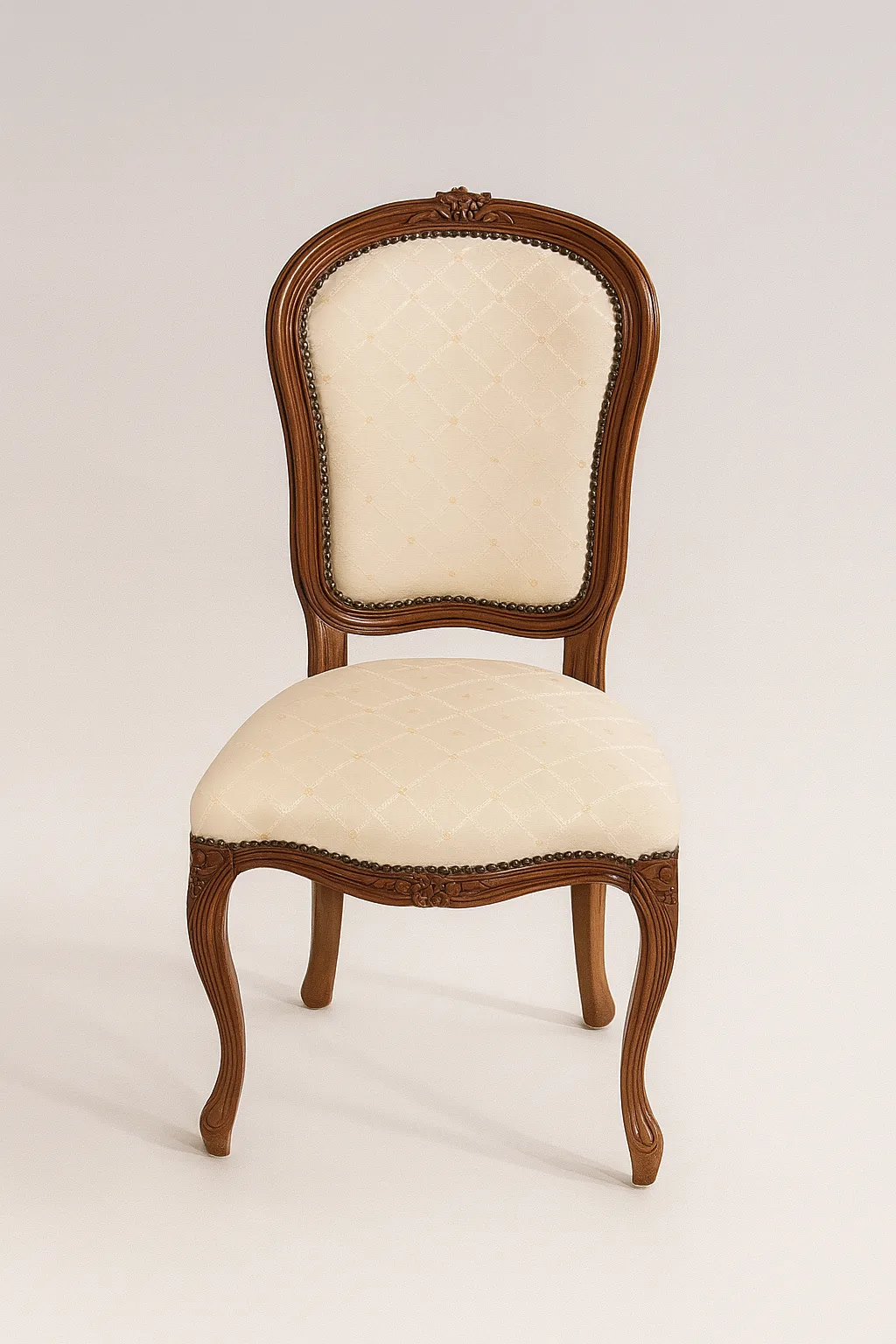 Vintage French Carved Chair – Cream Upholstered for Bridal or Signing Table