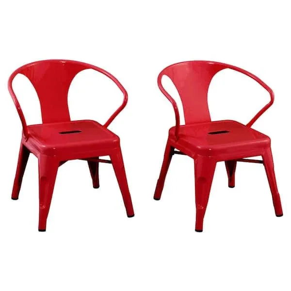 Red Metal Kids Chairs  