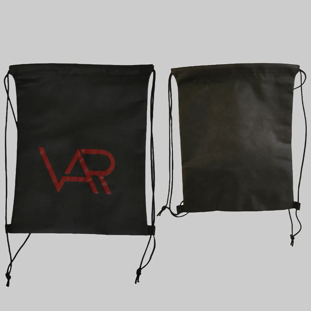 Black Drawstring Bag w/Red Logo