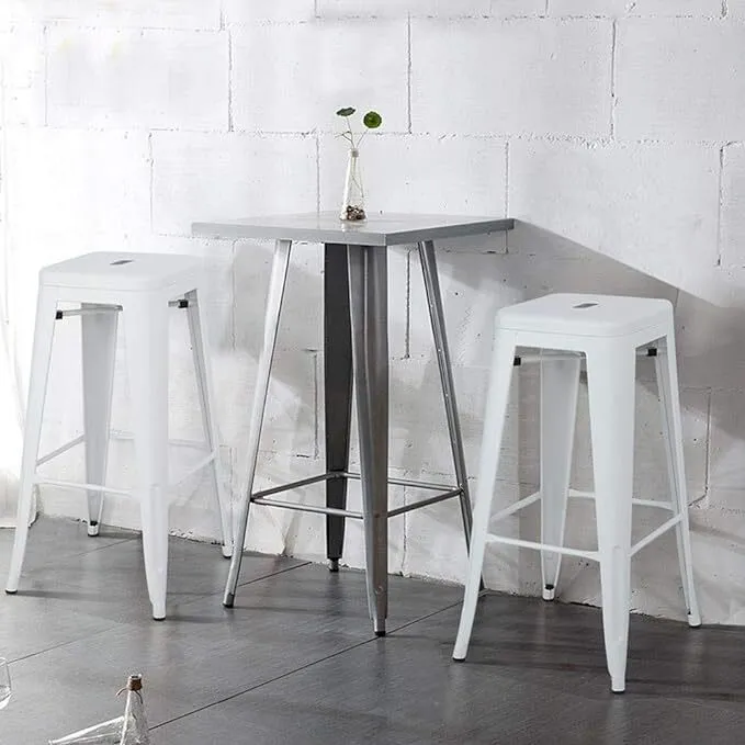 30" White Metal Barstool