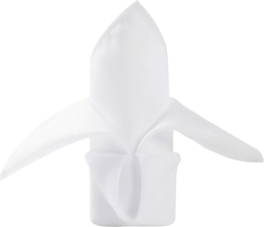  (10 Pack) Polyester Cloth Napkins - 20 x 20 inch White Dinner Washable Napkins with Hemmed Edges for Restaurant/Wedding/Hotel(50,White)