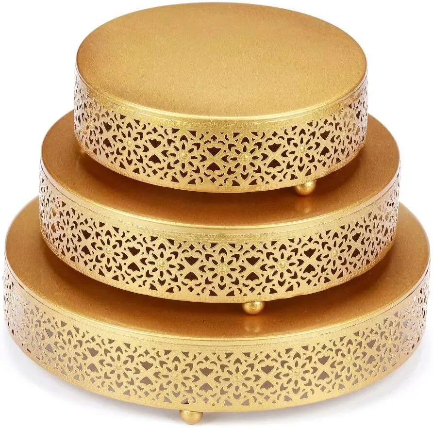 3 Piece Cake Stand Set, Round Gold