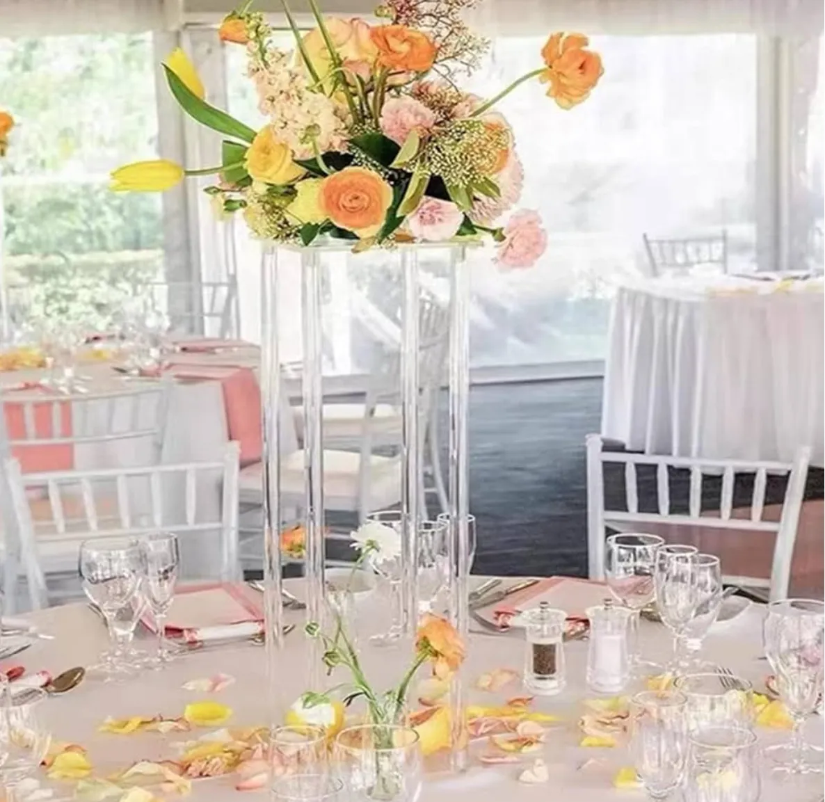 Centerpiece Acrylic Vase Clear Column Flower Vase Flowers 7.87"x 23.6" Recangular Flower Display Table Flower Stands