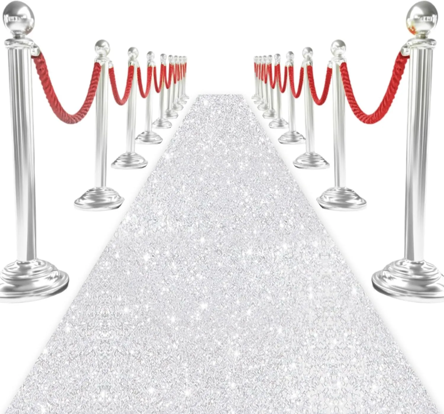 Sequin Wedding Aisle Runner Outdoor Silver Aisle Runner Rug 4ftx20ft Carpet Runner for Party Glitter Runway Carpet Rug Shiny Runway Walkway for Decorated Aisle Runway
